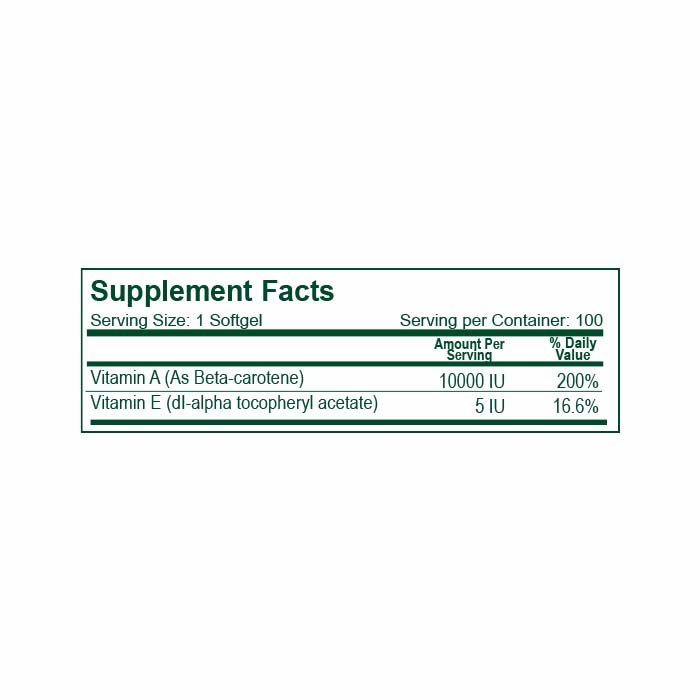 Betacarotene 10000 UI 100 Softgels – Naturlight