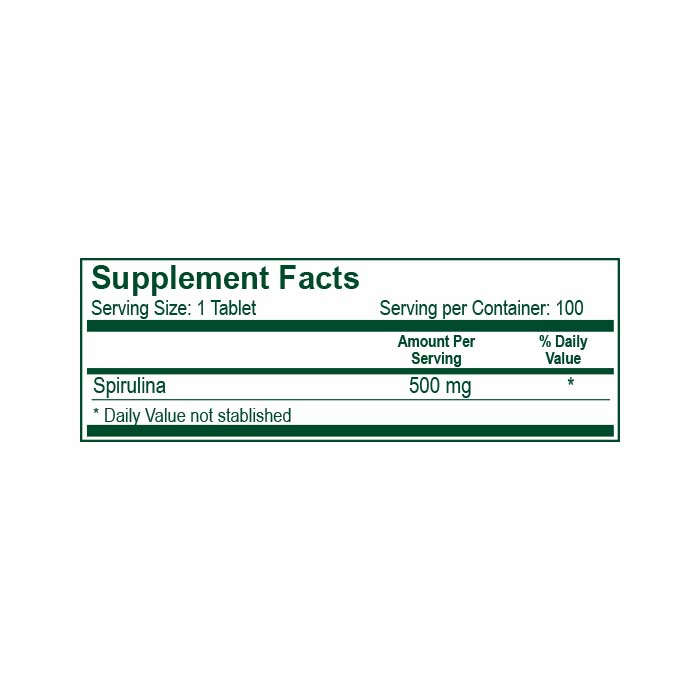 Spirulina 500 mg 100 Tabletas – Naturlight