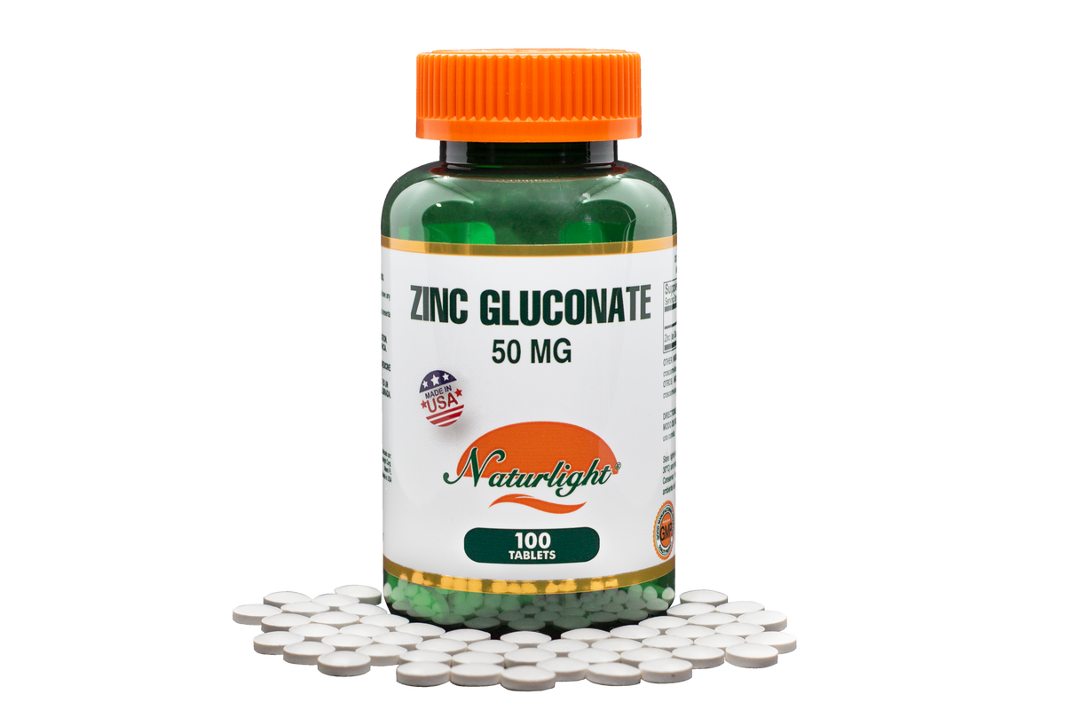 Zinc Gluconate 50 mg 100 Tabletas – Naturlight