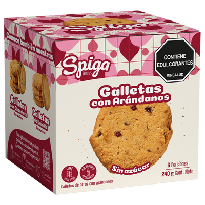 GALLETAS DE ARROZ CON ARANDANOS - 6 UNDS X 240 GR - SPIGA FO