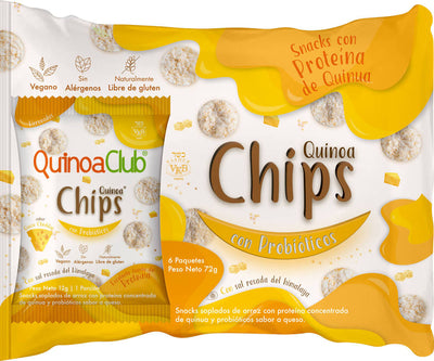 CHIPS CON PROTEINA Y PROBIOTICOS CHEDDAR X 6 UND - QUINUACLUB
