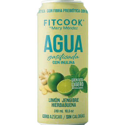 AGUA CON INULINA LIMÓN JENGIBRE HIERBABUENA X 310 ML - FIT COOK