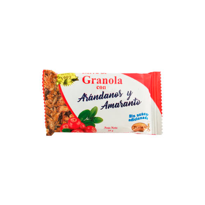 BARRA DE GRANOLA ARÁNDANOS Y AMARANTO SIN AZÚCAR – TOSTAO